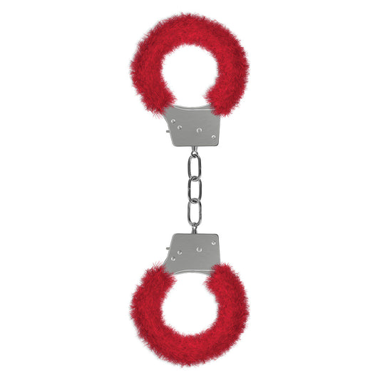 Shots Ouch! Beginner's Furry Handcuffs - Red