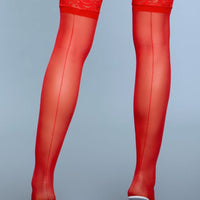 1912 Keep A Secret Thigh Highs Red