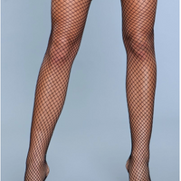 1916 Amber Lace Top Fishnet Thigh Highs Black