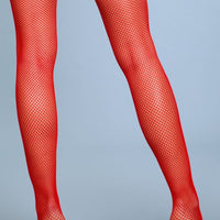 1931 Nylon Fishnet Thigh Highs Red