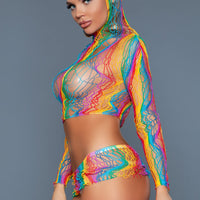 2158 Late At Night Bodystocking Rainbow