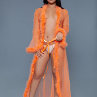 BW1650NOR Marabou Robe Neon Orange