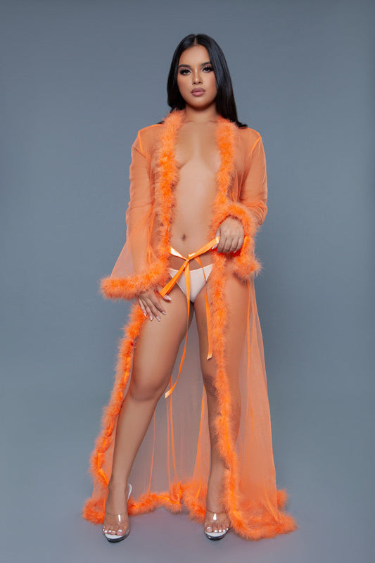 BW1650NOR Marabou Robe Neon Orange