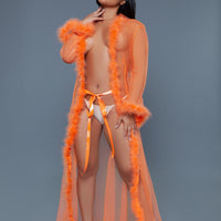 BW1650NOR Marabou Robe Neon Orange