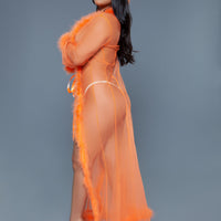 BW1650NOR Marabou Robe Neon Orange