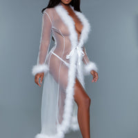 BW1650WT Marabou Robe White