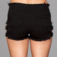 J10BK Buckled Down Denim Shorts - Black