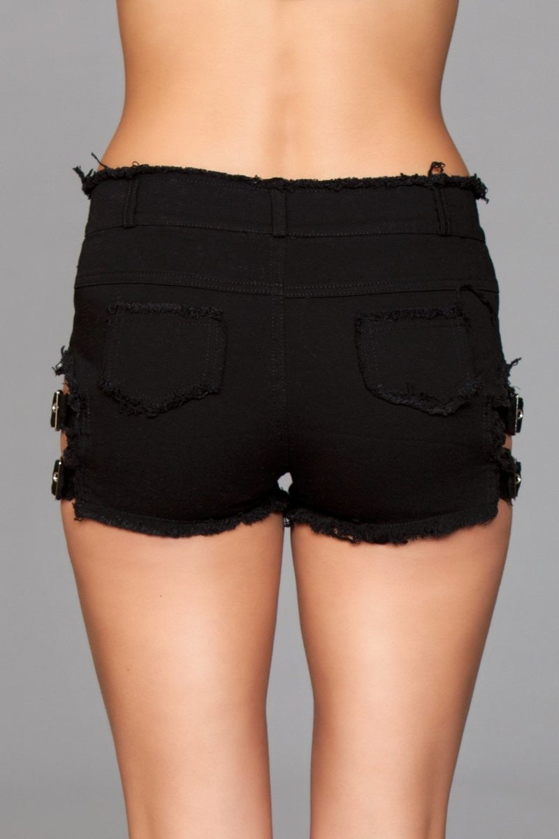 J10BK Buckled Down Denim Shorts - Black