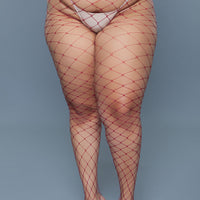 2304 Oversized Fishnet Pantyhose Burgundy