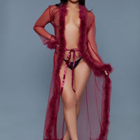 BW1650MAR Marabou Robe Maroon