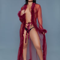 BW1650MAR Marabou Robe Maroon