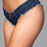 J8BL Buns Out Cheeky Shorts - Dark Wash