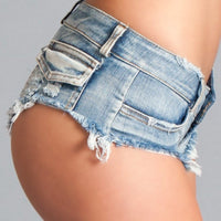 BWJ3BL Baby Got Back Booty Shorts  - Light Wash