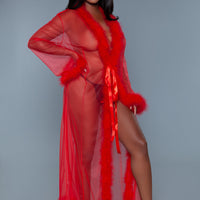 BW1650RD Marabou Robe Red