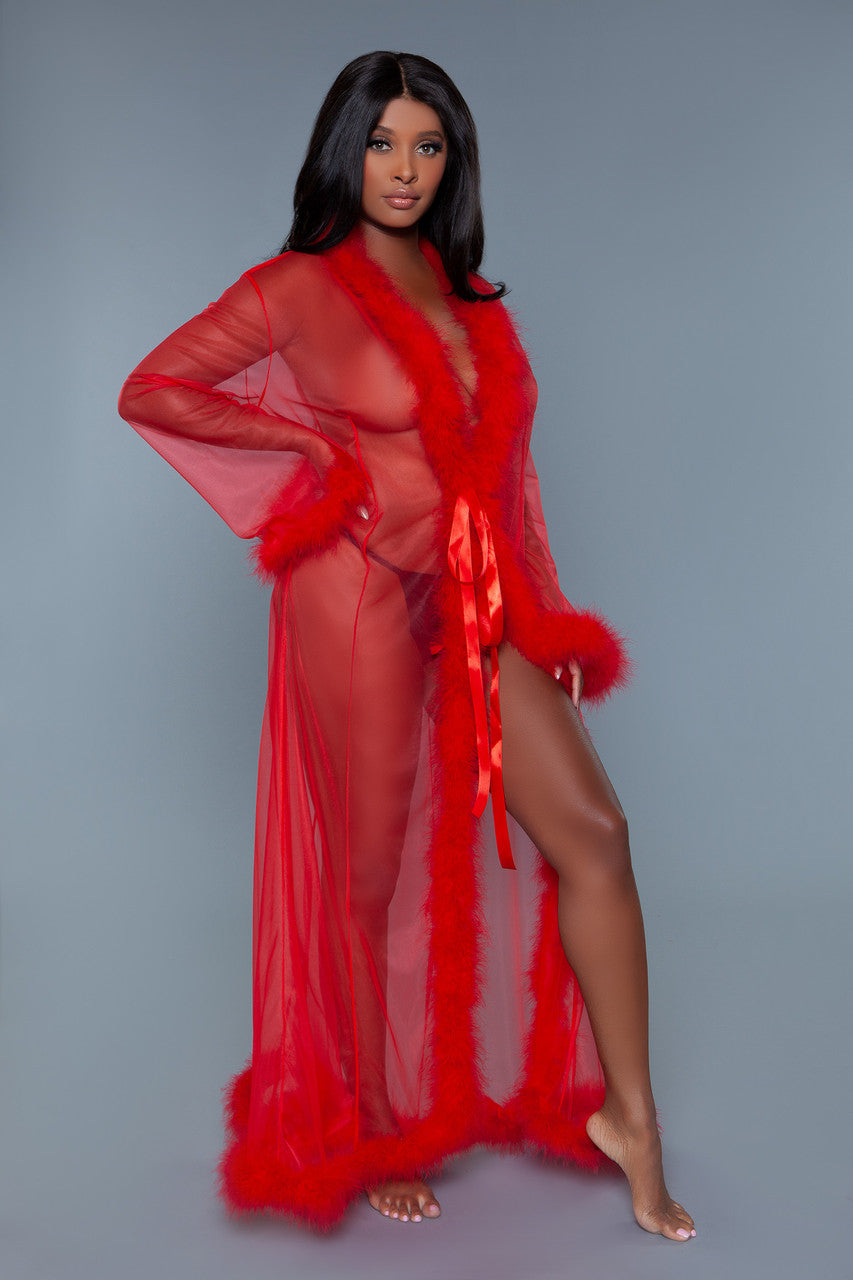 BW1650RD Marabou Robe Red