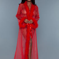 BW1650RD Marabou Robe Red