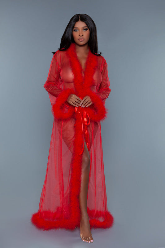 BW1650RD Marabou Robe Red