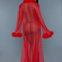 BW1650RD Marabou Robe Red