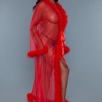 BW1650RD Marabou Robe Red