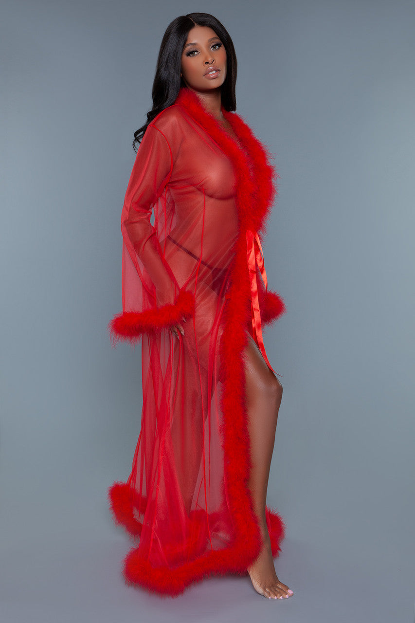 BW1650RD Marabou Robe Red