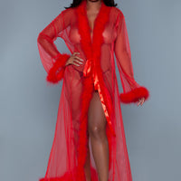 BW1650RD Marabou Robe Red