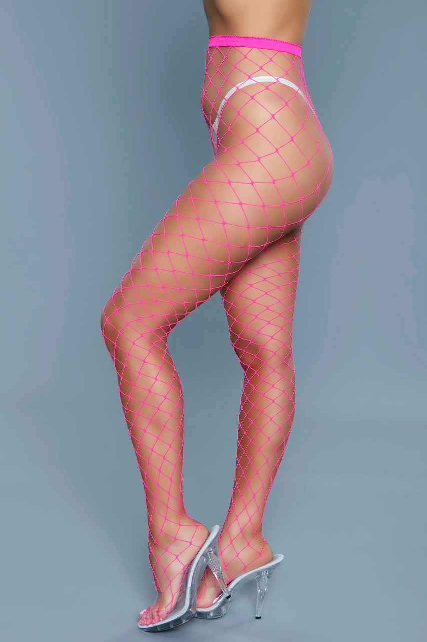 2304 Oversized Fishnet Pantyhose Hot Pink