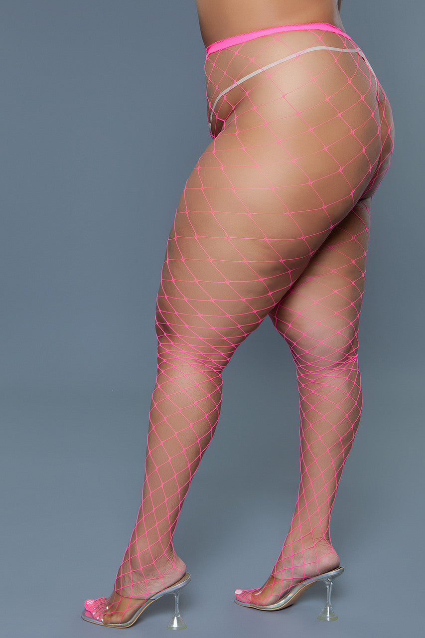 2304 Oversized Fishnet Pantyhose Hot Pink