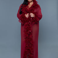 BW834MAR Glamour Robe Maroon