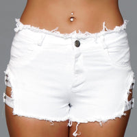 J10WT Buckled Down Denim Shorts - White