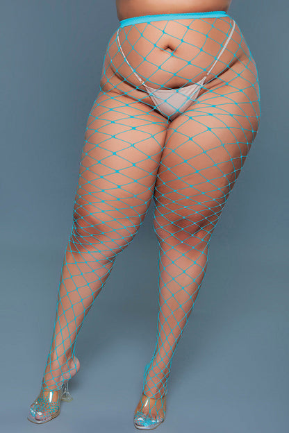 2304 Oversized Fishnet Pantyhose Turquoise