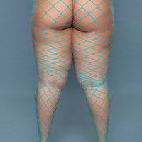 2304 Oversized Fishnet Pantyhose Turquoise