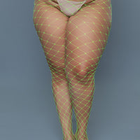 2304 Oversized Fishnet Pantyhose Neon Green