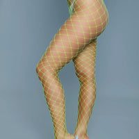 2304 Oversized Fishnet Pantyhose Neon Green