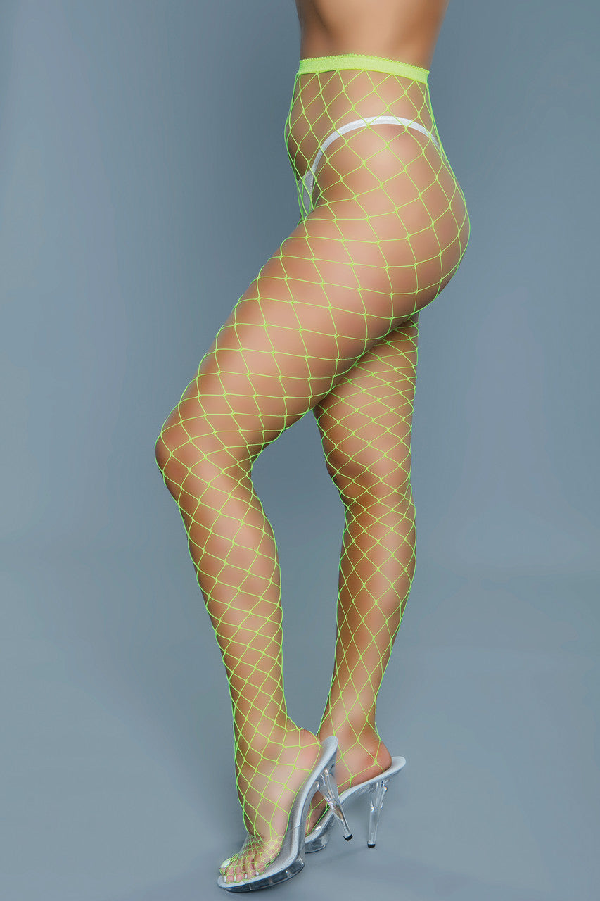 2304 Oversized Fishnet Pantyhose Neon Green