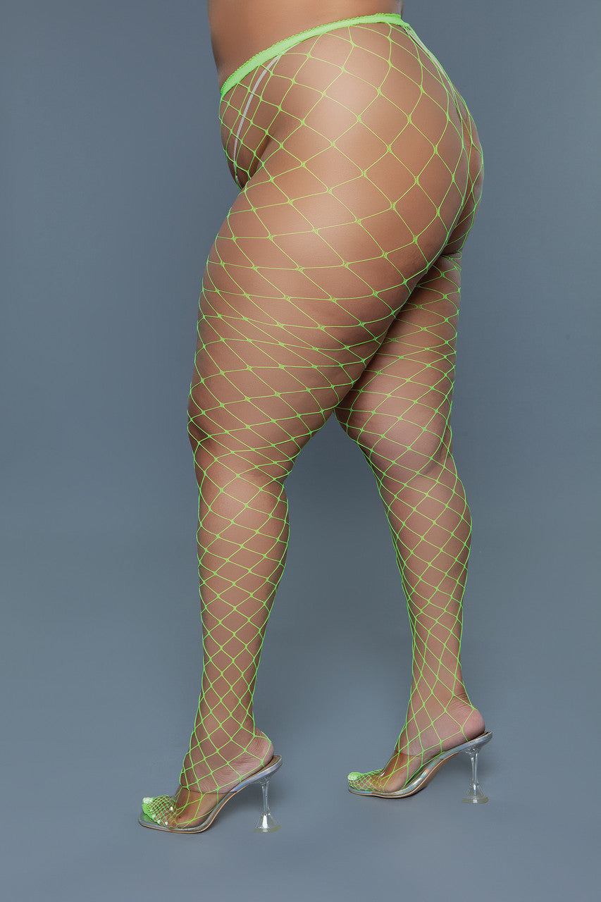 2304 Oversized Fishnet Pantyhose Neon Green