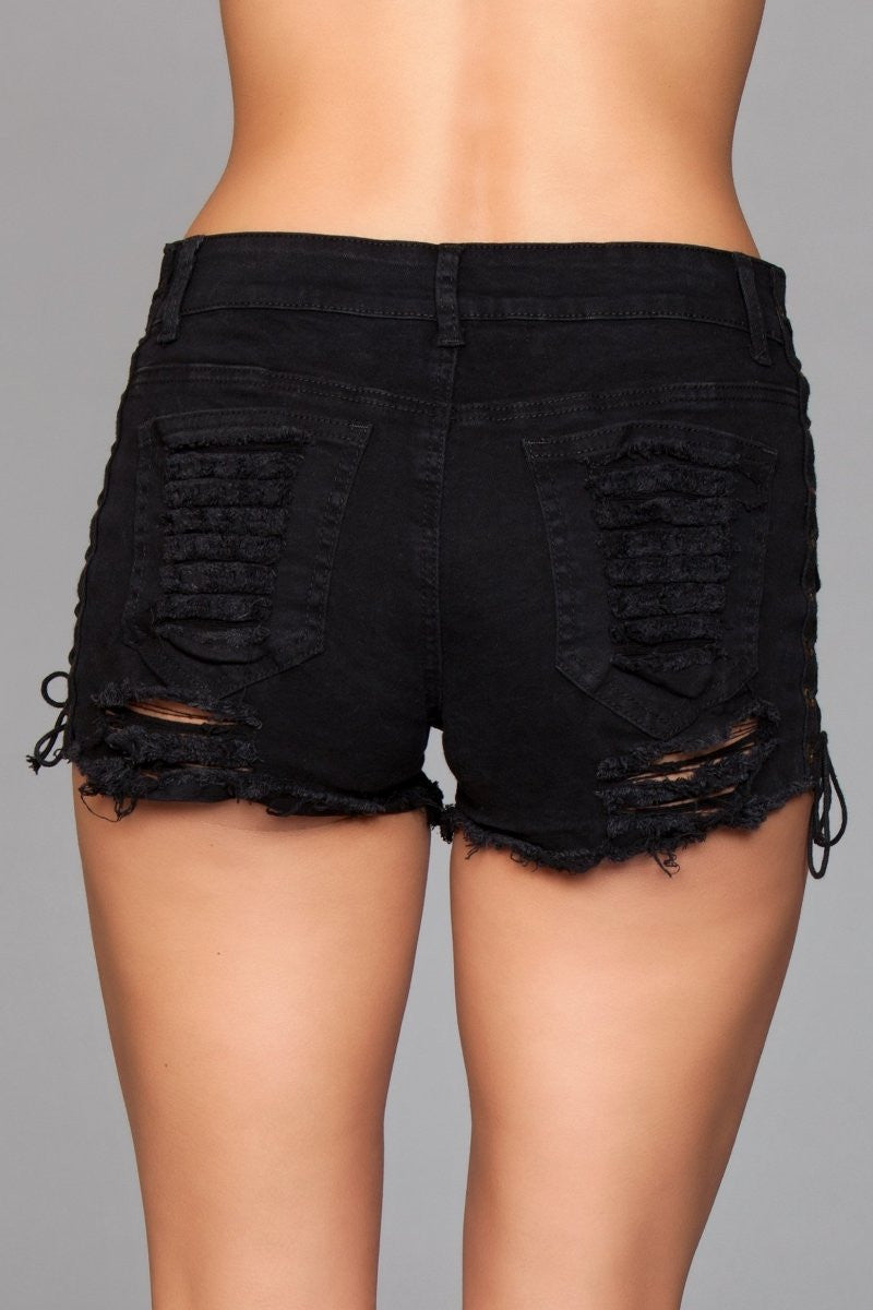 J5BK Looped In Distressed Shorts - Black