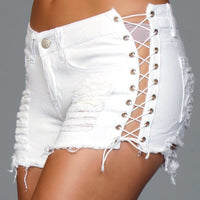 J5WT Looped In Distressed Shorts - White