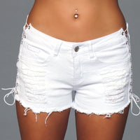 J5WT Looped In Distressed Shorts - White