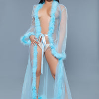 BW1650TUR Marabou Robe Turquoise