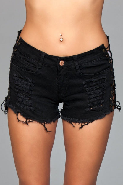 J5BK Looped In Distressed Shorts - Black