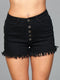 J9BK Fringed Button Up Shorts - Black