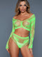 2153 Floral Delight Bodystocking Neon Green