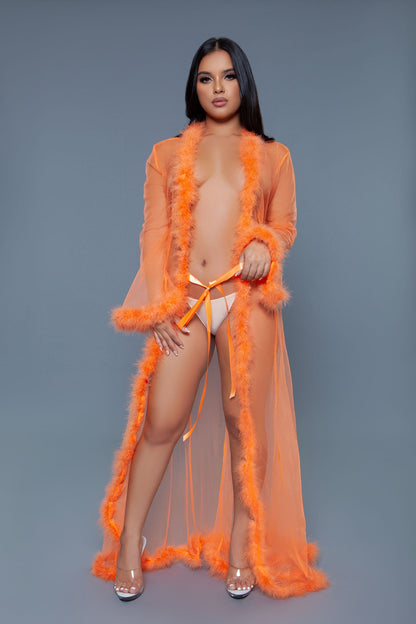 BW1650NOR Marabou Robe Neon Orange