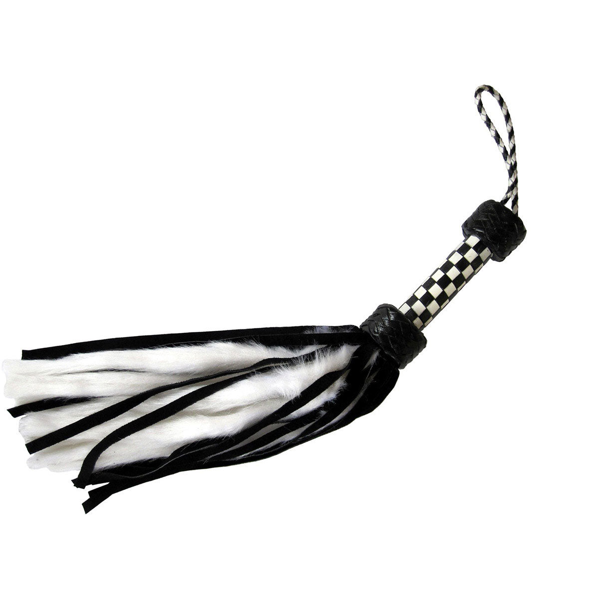 Suede and Fluff MINI Flogger - 18" - White/Black