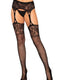 Rhinestone Top Stockings Garter Os Blk