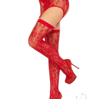 Rachel Thigh High Cross Garter Os Red