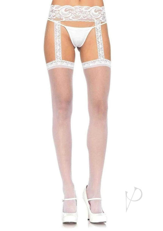 Sheer Thi Hi Lace Garter Belt Os Wht