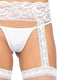 Sheer Thi Hi Lace Garter Belt Os Wht