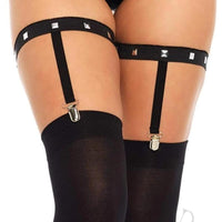 Studded Elastic Garter Suspender Os Blk