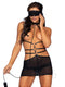 Cage Harn Dress Leash Mask 2pc Os Black